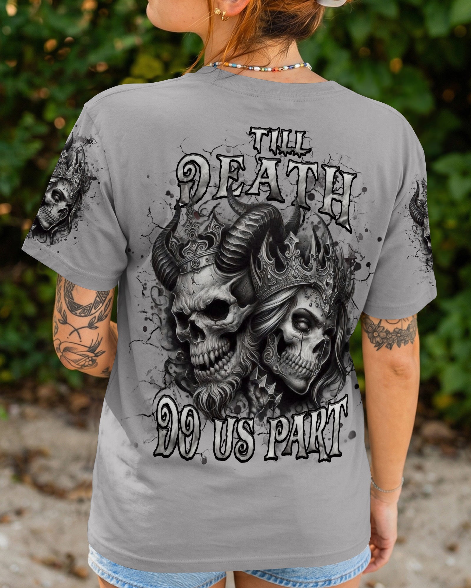 TILL DEATH DO US PART COUPLE SKULL ALL OVER PRINT - TLHN0403261