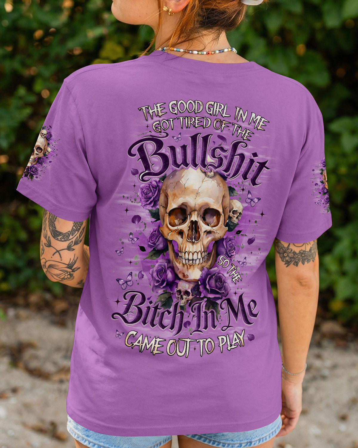 THE GOOD GIRL IN ME SKULL ROSES ALL OVER PRINT - TYQY0804261