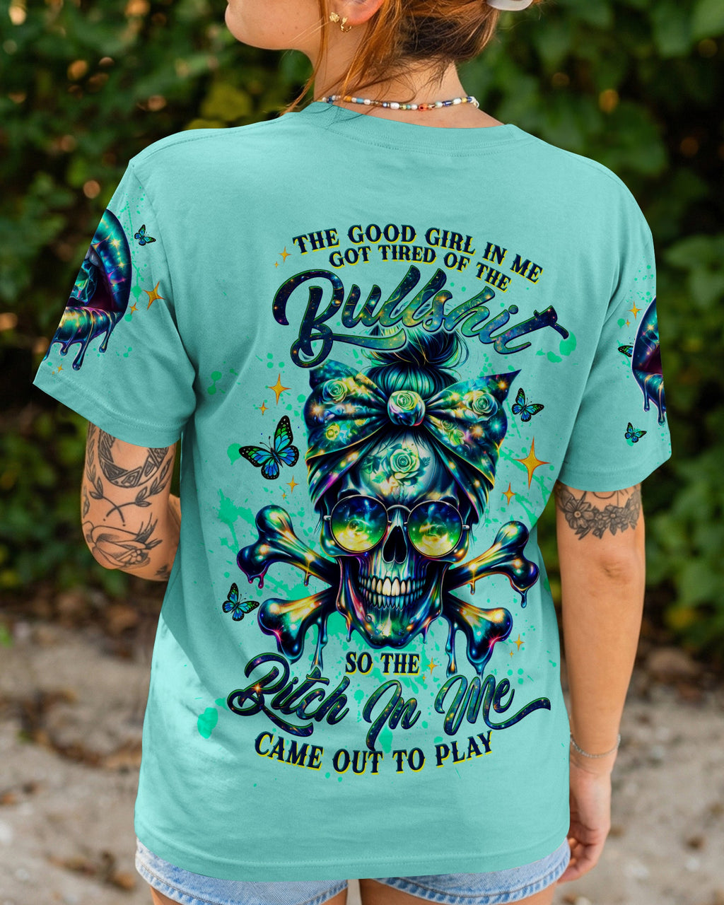 THE GOOD GIRL IN ME MESSY BUN SKULL  ALL OVER PRINT -  TLTW0303263