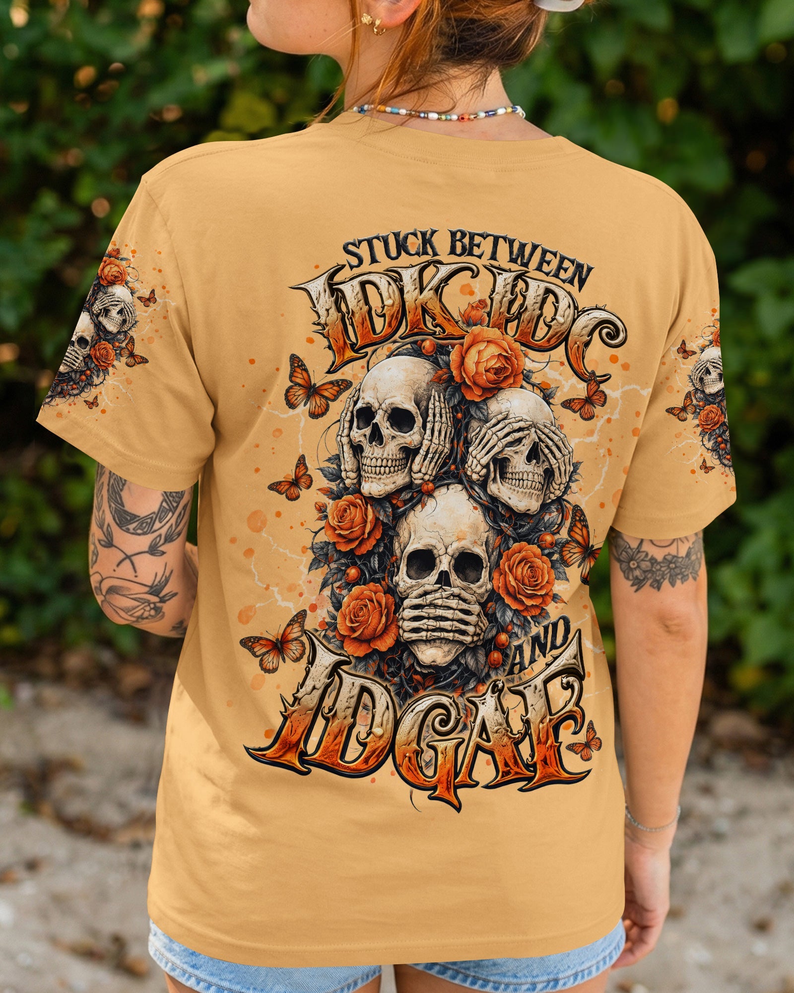STUCK BETWEEN IDK IDC AND IDGAF SKULL ALL OVER PRINT   - TLNT3103262