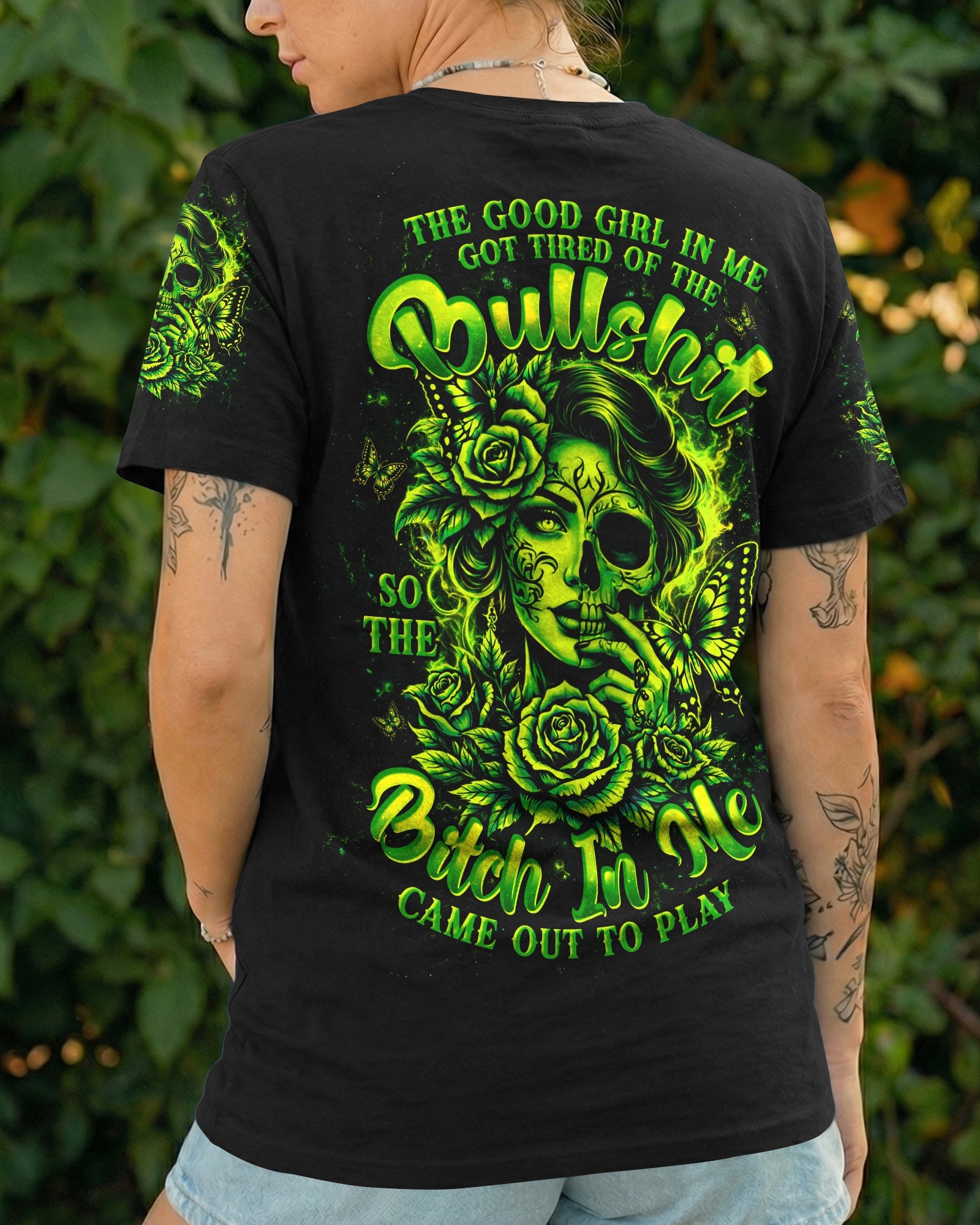 THE GOOD GIRL IN ME SKULL HALF FACE ALL OVER PRINT - TLTW0903262