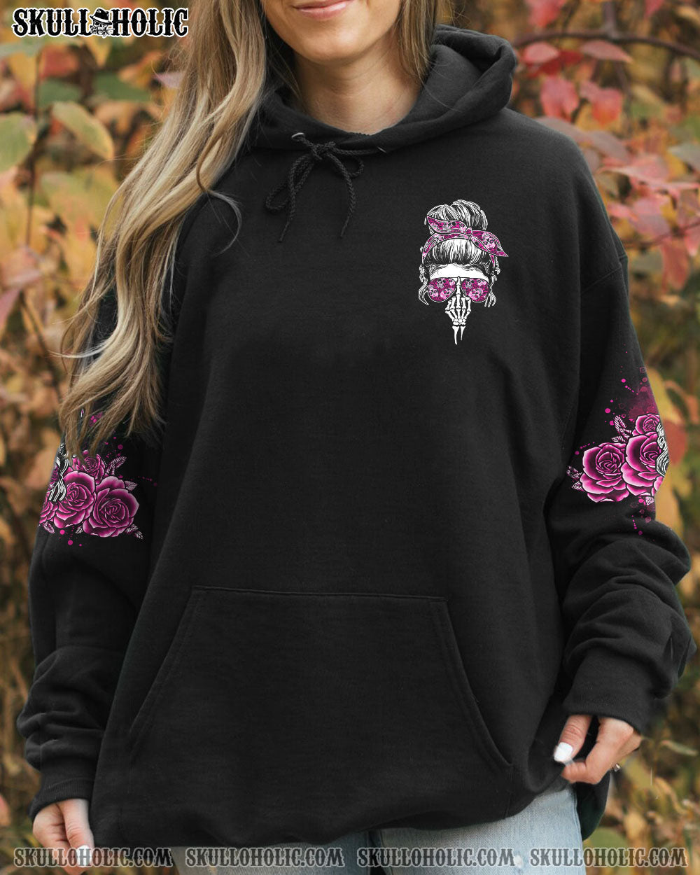 I'M A B DON'T TRY ME ROSE MESSY BUN BLACK ALL OVER PRINT - TLNO1104233