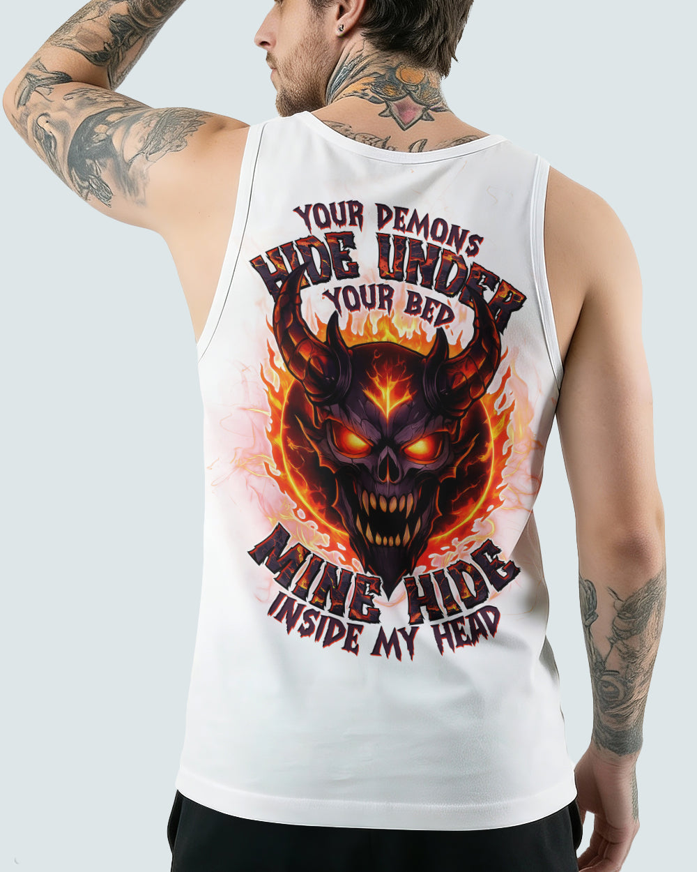 YOUR DEMONS HIDE UNDER YOUR BED DEVIL SKULL ALL OVER PRINT - TLTW0501262