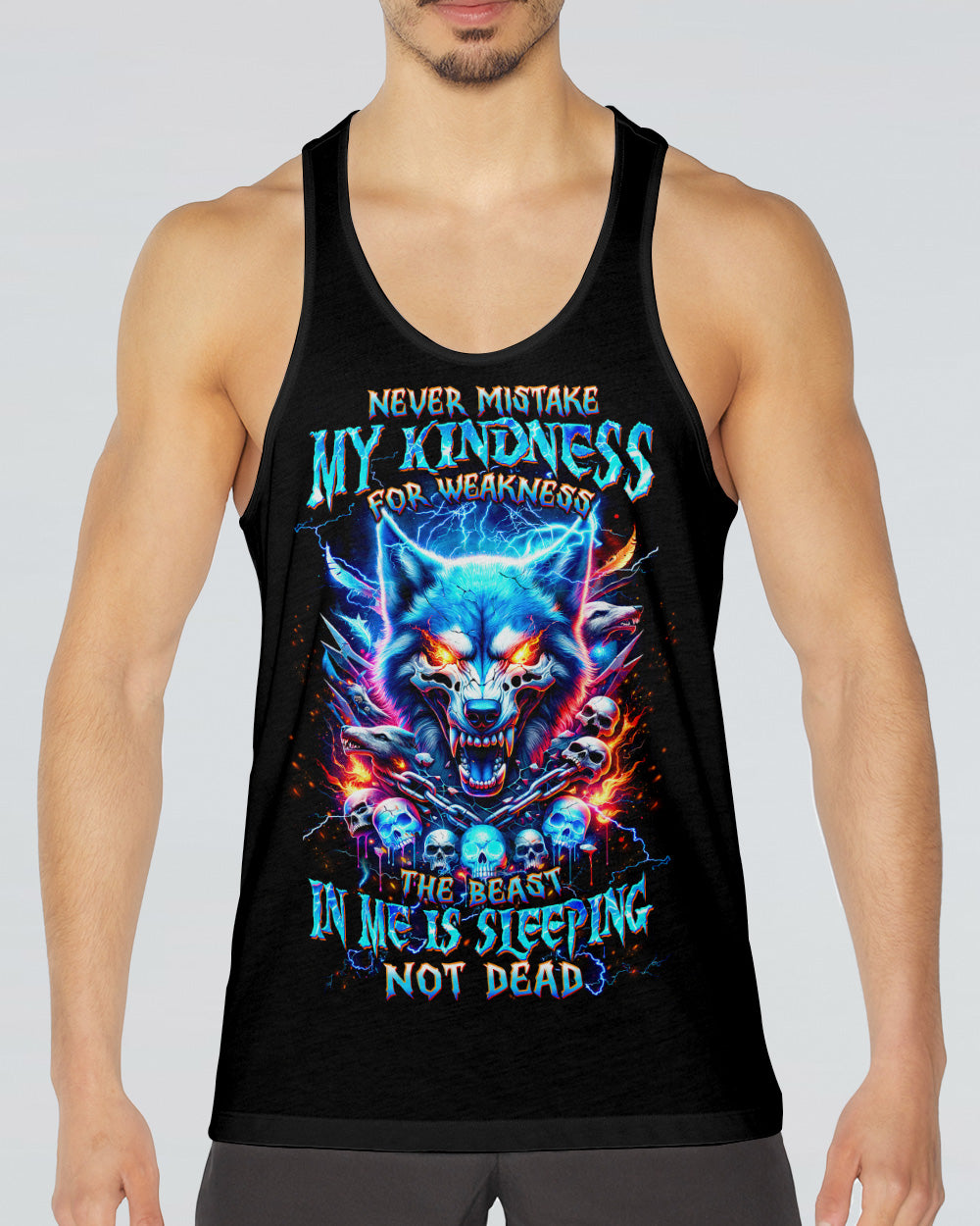 NEVER MISTAKE MY KINDNESS WOLF SKULL ALL OVER PRINT - TLTW1704263