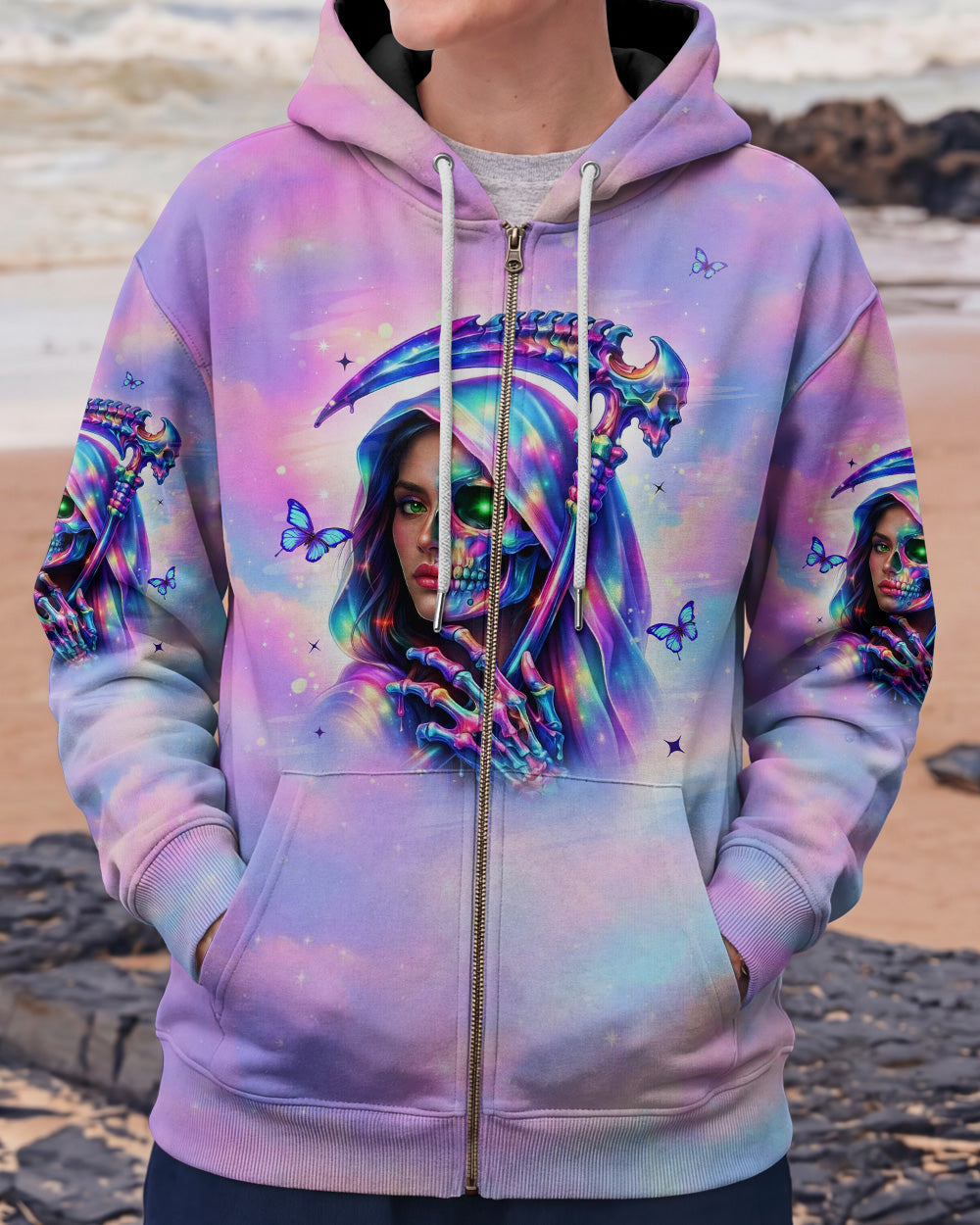 DON'T TRY TO FIGURE ME OUT SKULL LADY ALL OVER PRINT - TLHN0603262