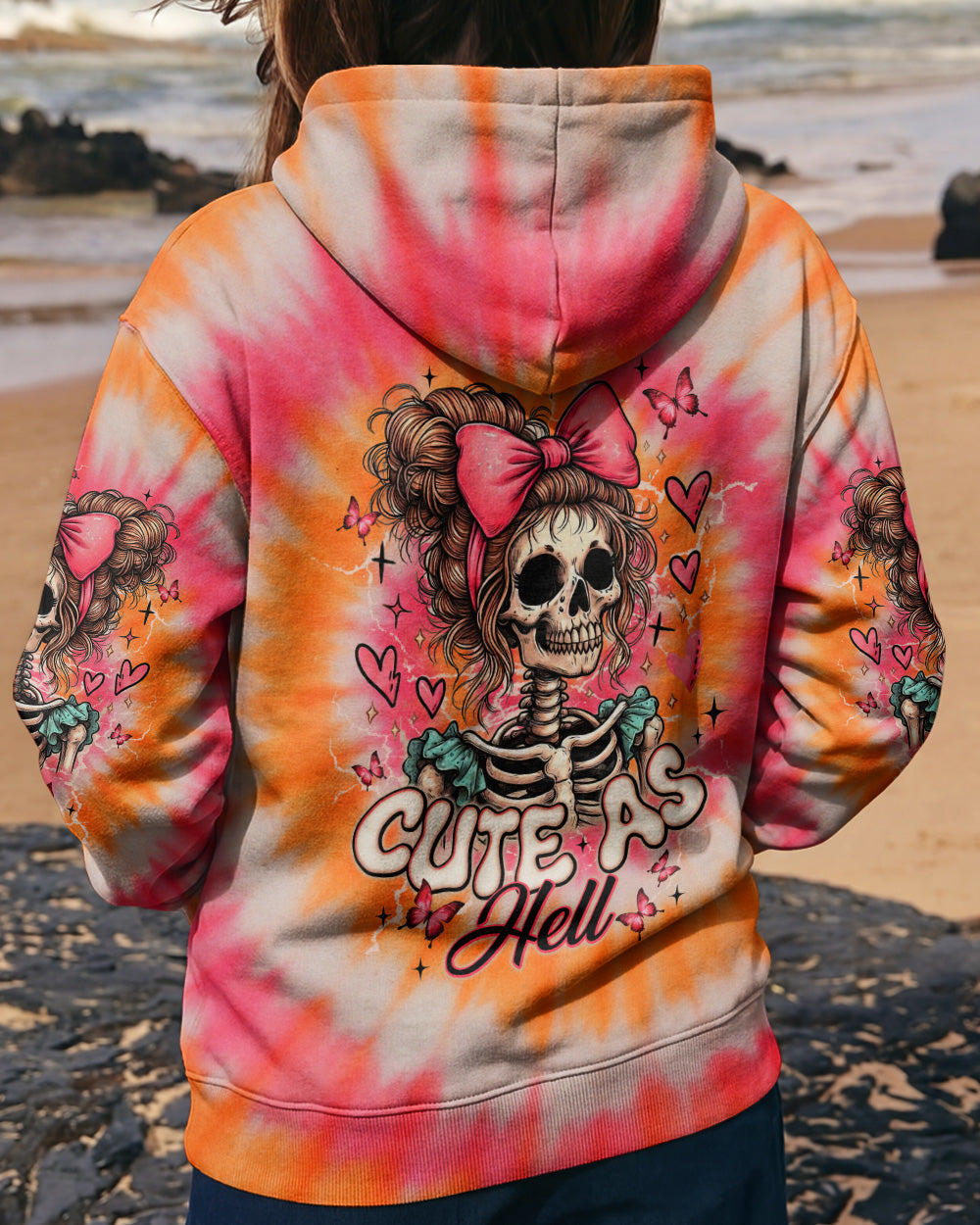 CUTE AS HELL MESSY BUN SKULL ALL OVER PRINT - TLNT1401262