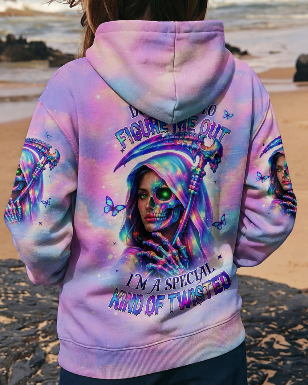 DON'T TRY TO FIGURE ME OUT SKULL LADY ALL OVER PRINT - TLHN0603262