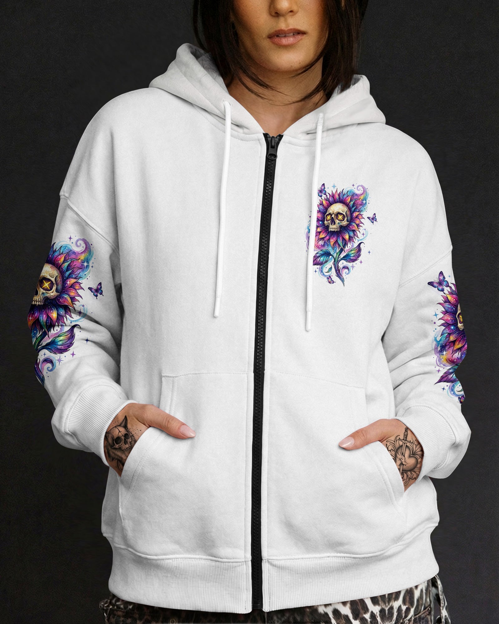 SHE IS SUNSHINE SKULL SUNFLOWERS ALL OVER PRINT  - TLHN1704263