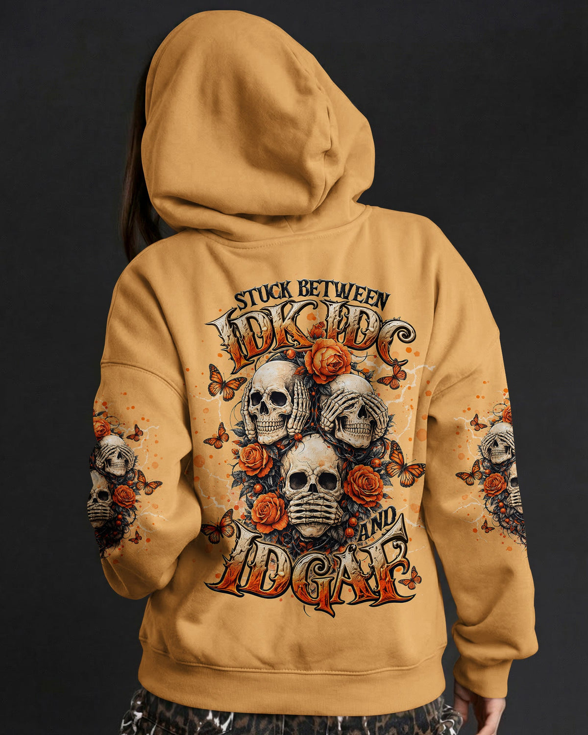 STUCK BETWEEN IDK IDC AND IDGAF SKULL ALL OVER PRINT   - TLNT3103262