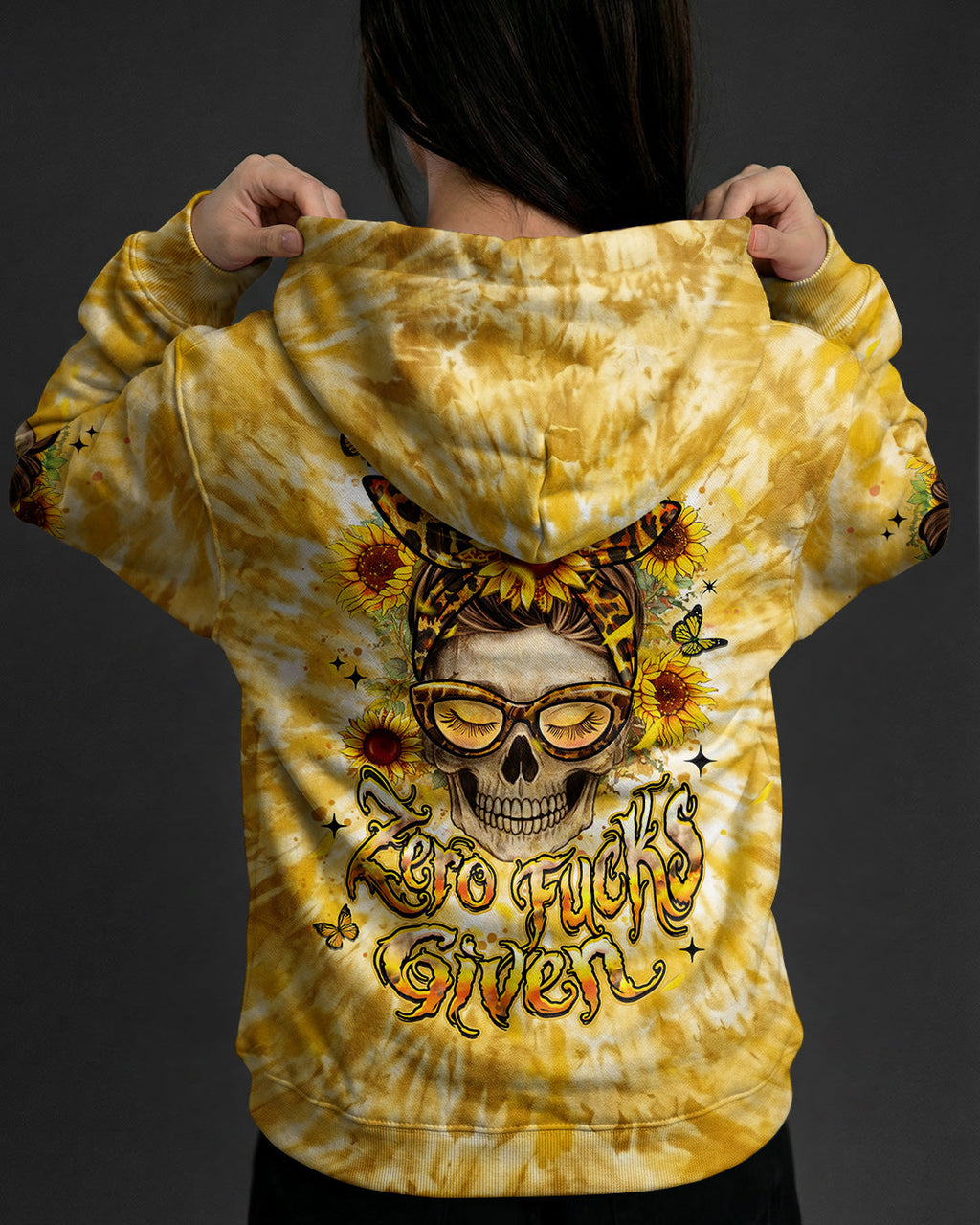 ZERO F GIVEN SUNFLOWER MESSY BUN SKULL ALL OVER PRINT  - TLHN1604263
