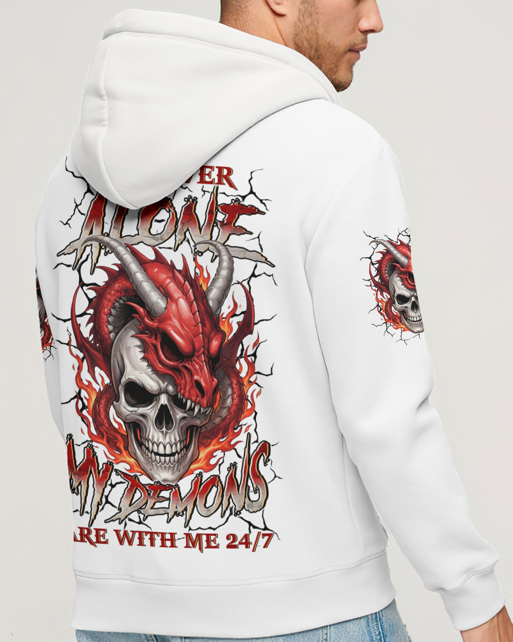I'M NEVER ALONE MY DEMONS ARE WITH ME 24/7 DRAGON ALL OVER PRINT - TYLN1404261