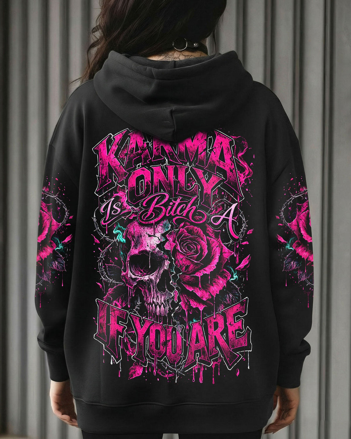 KARMA IS ONLY A B IF YOU ARE ROSE SKULL ALL OVER PRINT - TLNO1103262