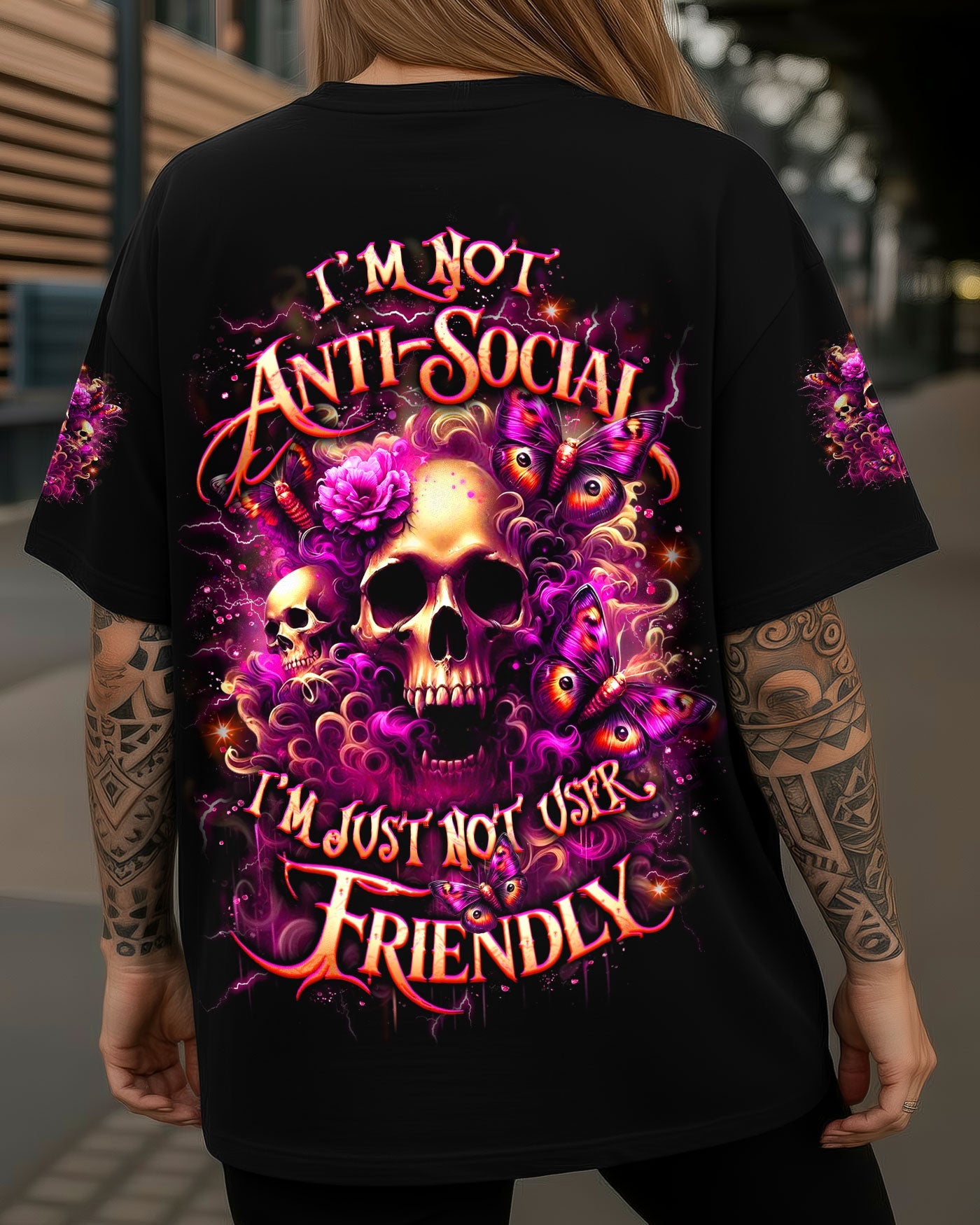 I'M NOT ANTI-SOCIAL SKULL ALL OVER PRINT - YHLT2901261