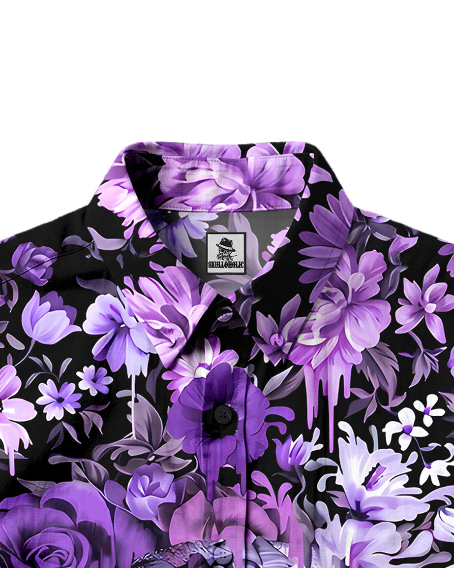 PURPLE BLOSSOM SKULL COLLAR SHIRT - TYPQ0806262
