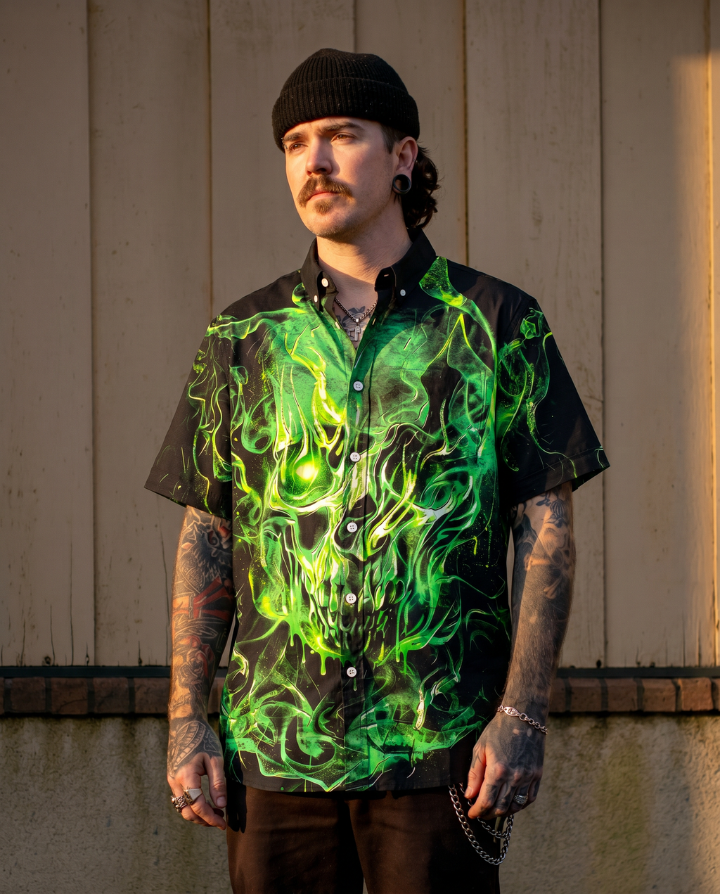 TOXIC PHANTOM SKULL COLLAR SHIRT - RI0106262