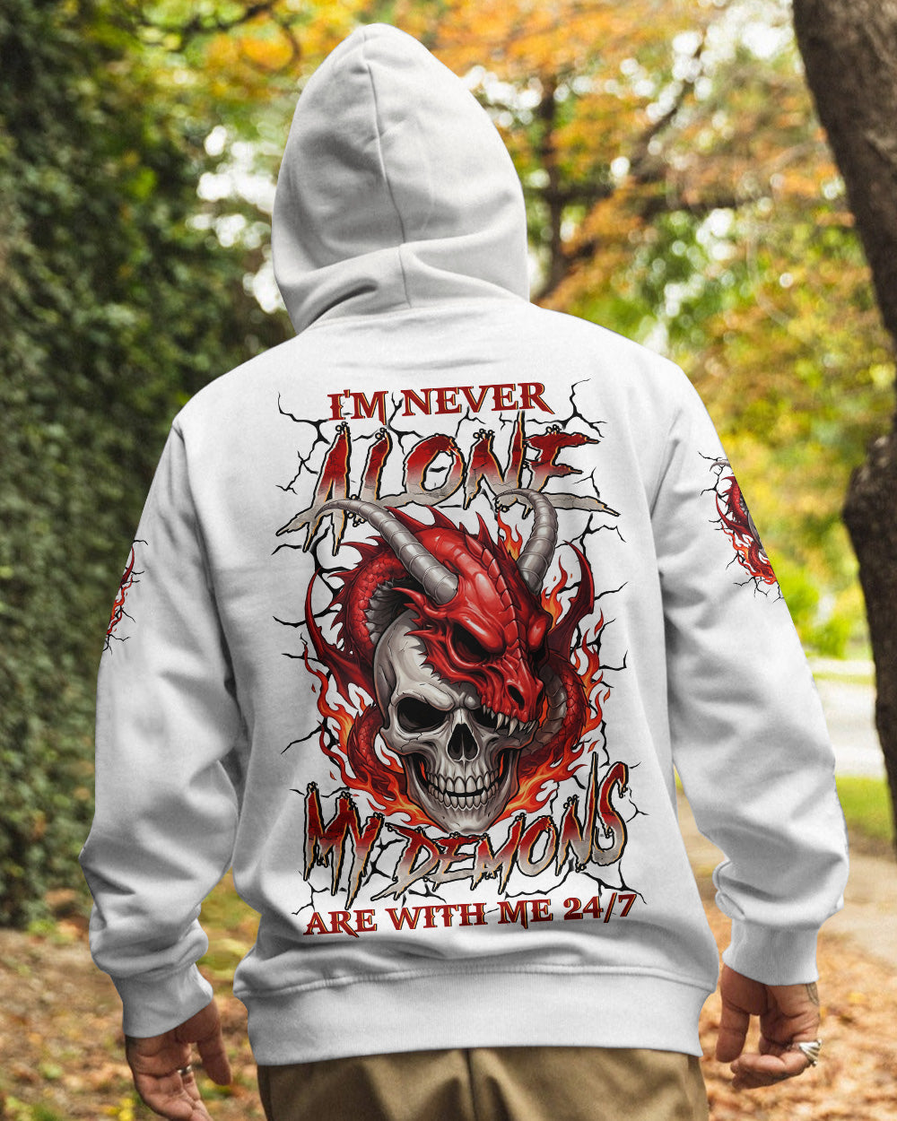 I'M NEVER ALONE MY DEMONS ARE WITH ME 24/7 DRAGON ALL OVER PRINT - TYLN1404261