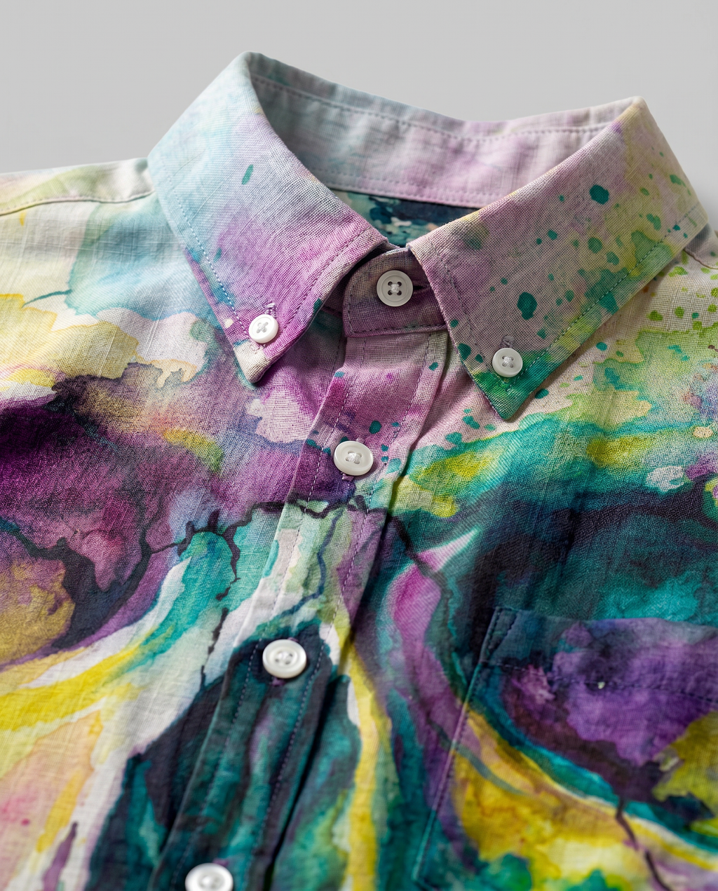 WATERCOLOR PHANTOM SKULL COLLAR SHIRT - RI0106264