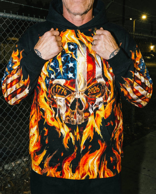 AMERICA FLAME SKULL ALL OVER PRINT - RI1703261