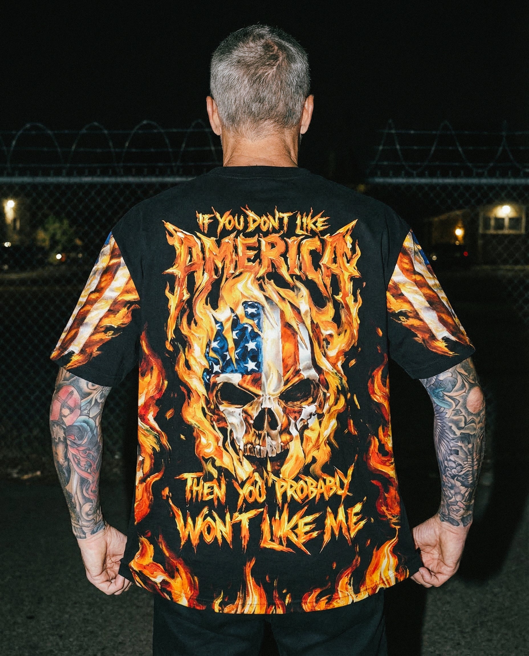 AMERICA FLAME SKULL ALL OVER PRINT - RI1703261