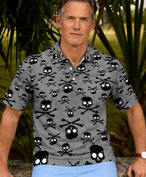 BLACK SKULL BONES POLO SHIRT - TLHG1006261