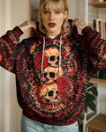 VINTAGE THREE ROSE SKULL SWIRL ALL OVER PRINT - TLHG0303261