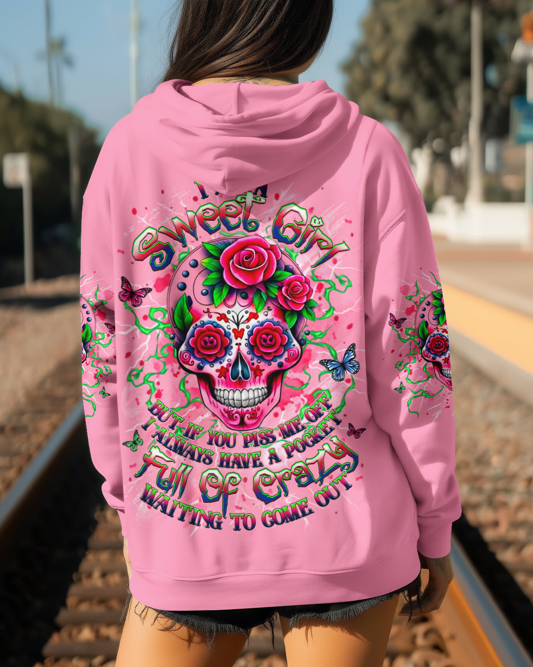 I AM A SWEET GIRL FLOWER SKULL ALL OVER PRINT - YHHG1201261