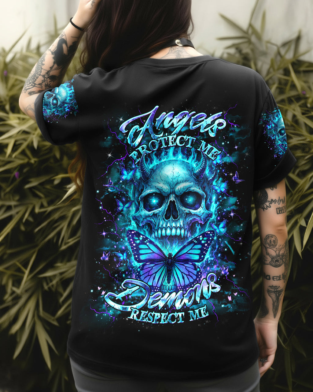 ANGELS PROTECT ME DEMONS RESPECT ME SKULL ALL OVER PRINT  - TLHG1103263