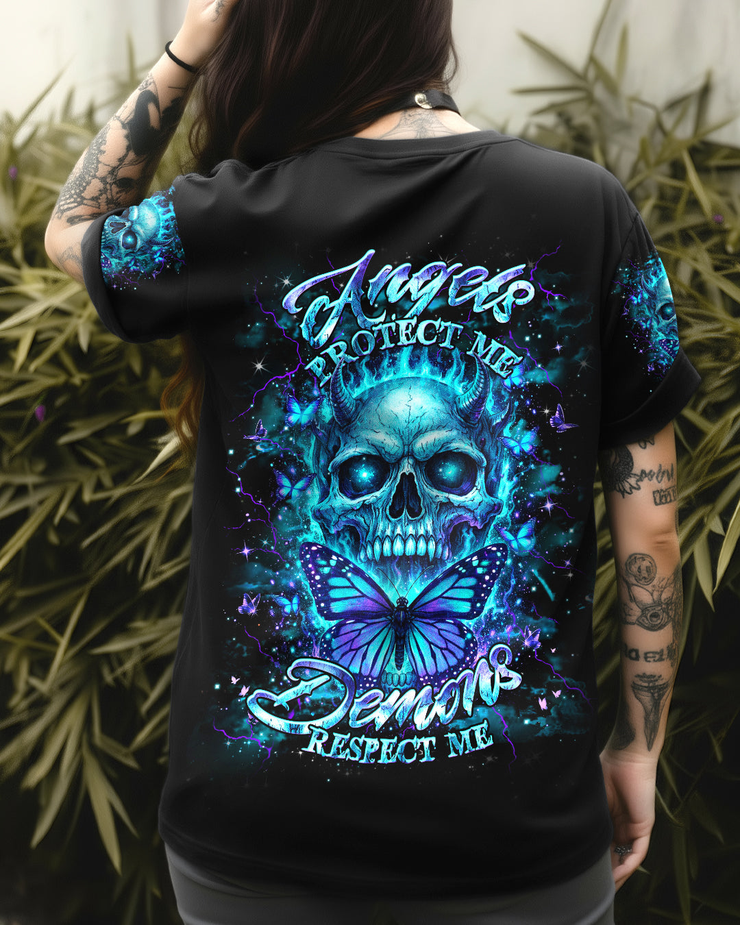 ANGELS PROTECT ME DEMONS RESPECT ME SKULL ALL OVER PRINT  - TLHG1103263