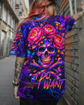 I DO WHAT I WANT FLOWER SKULL ALL OVER PRINT  - TLHG1003262