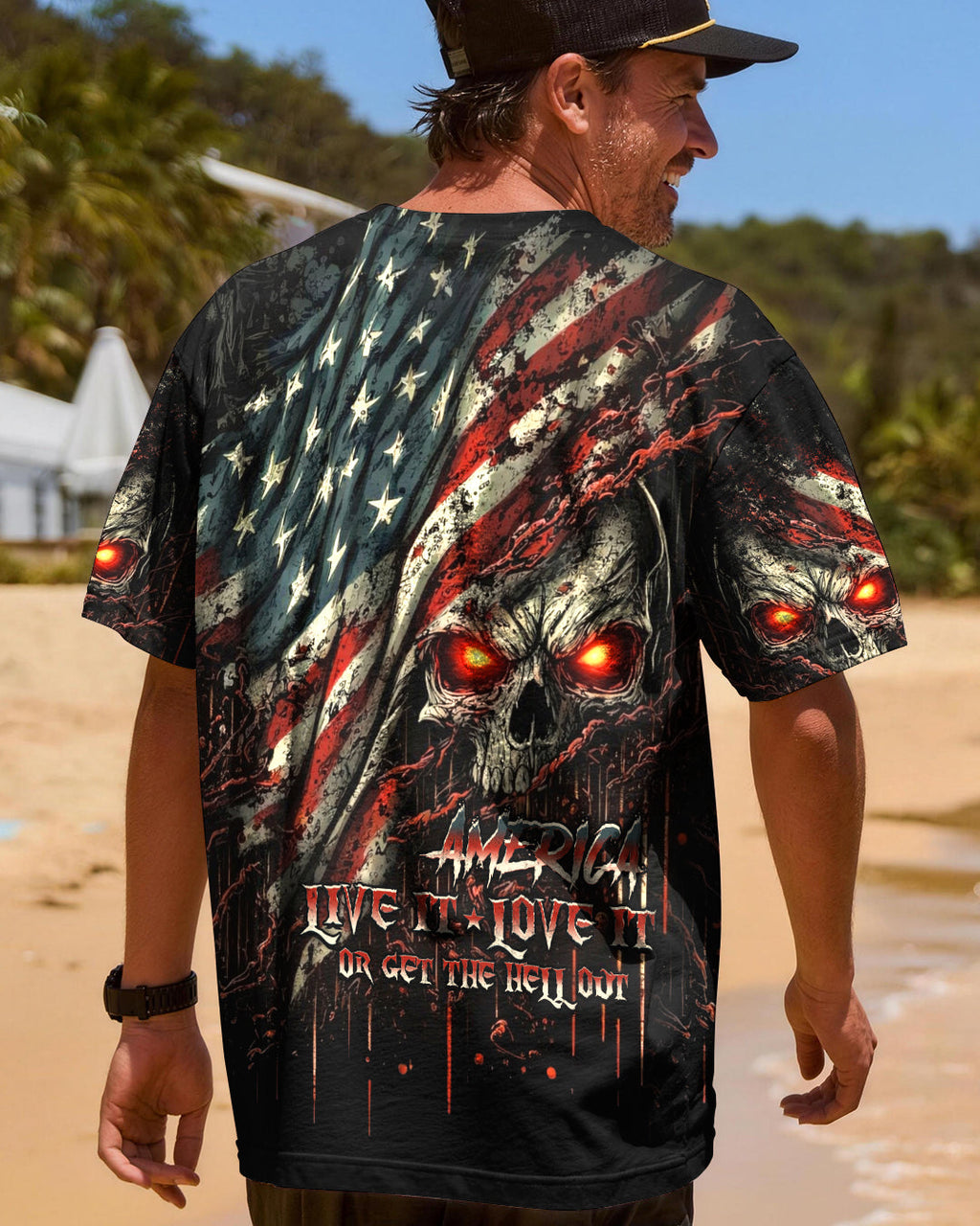 AMERICA LIVE IT LOVE IT OR GET THE HELL OUT SKULL ALL OVER PRINT  - TLHG1203263
