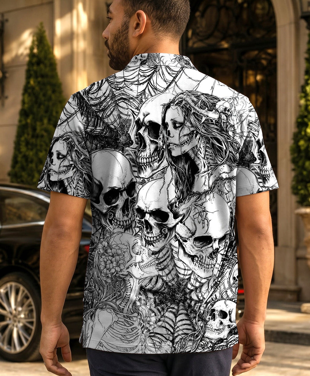 HORROR SKULLS AND SPECTRAL WOMAN POLO SHIRT  - TLHG0506262