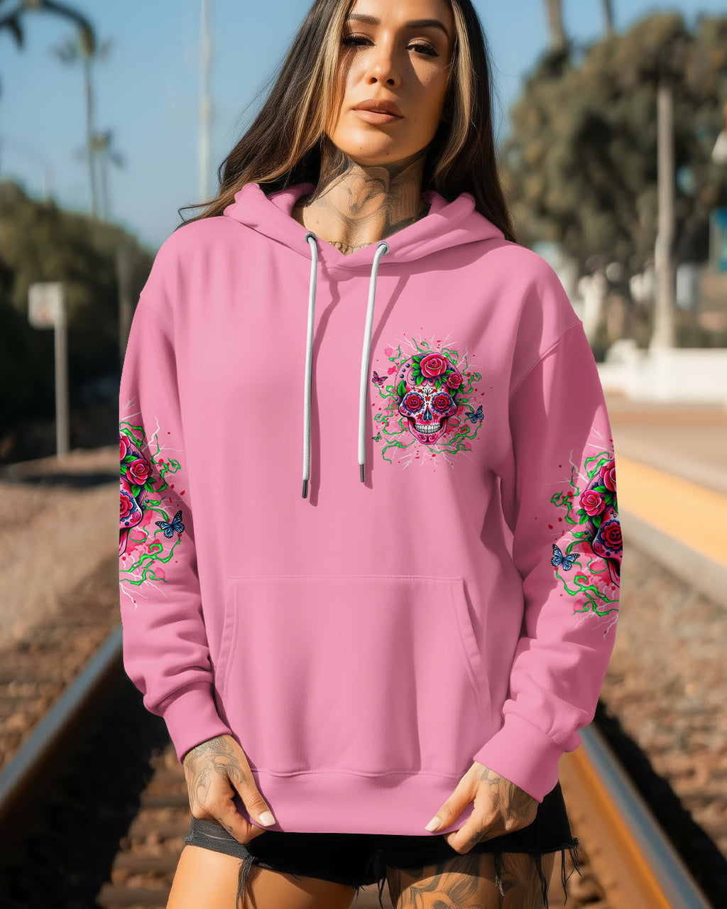 I AM A SWEET GIRL FLOWER SKULL ALL OVER PRINT - YHHG1201261