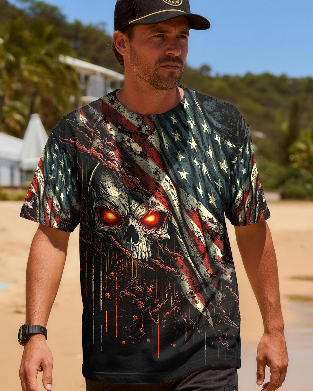 AMERICA LIVE IT LOVE IT OR GET THE HELL OUT SKULL ALL OVER PRINT  - TLHG1203263
