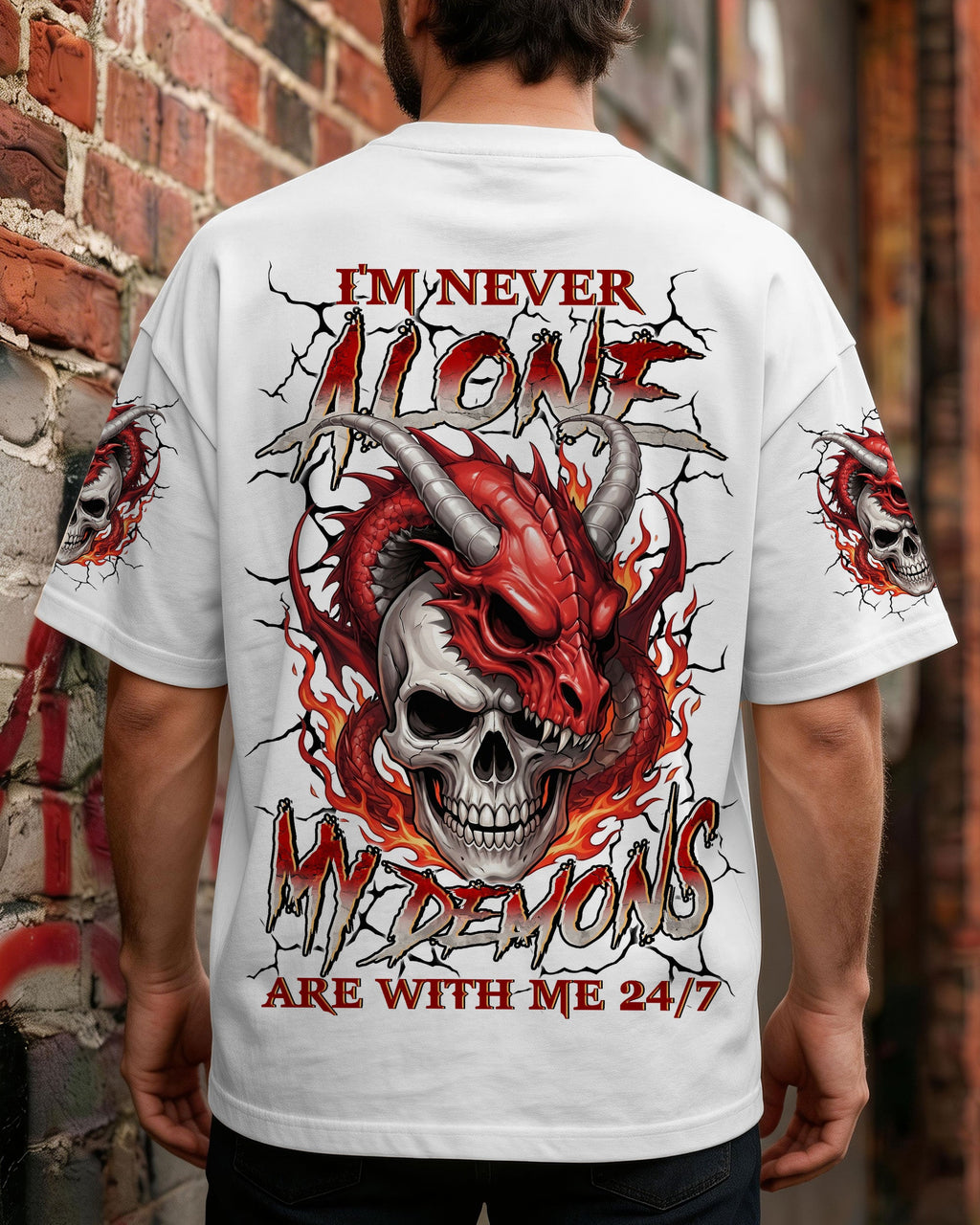 I'M NEVER ALONE MY DEMONS ARE WITH ME 24/7 DRAGON ALL OVER PRINT - TYLN1404261