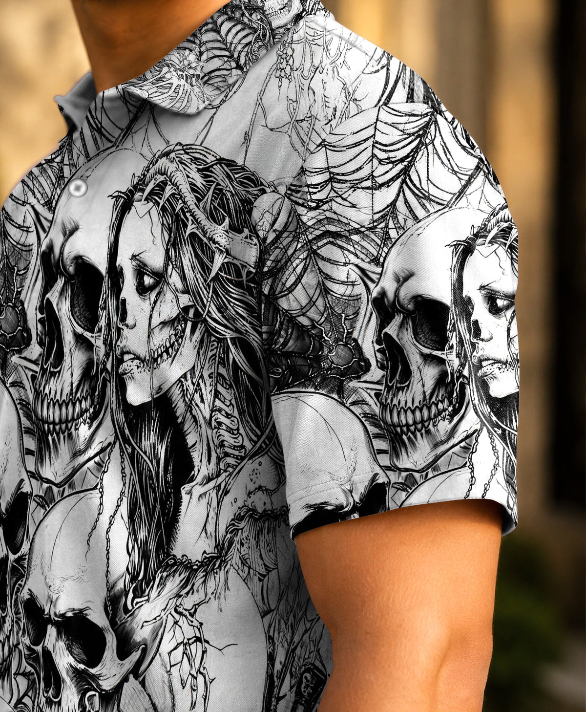 HORROR SKULLS AND SPECTRAL WOMAN POLO SHIRT  - TLHG0506262