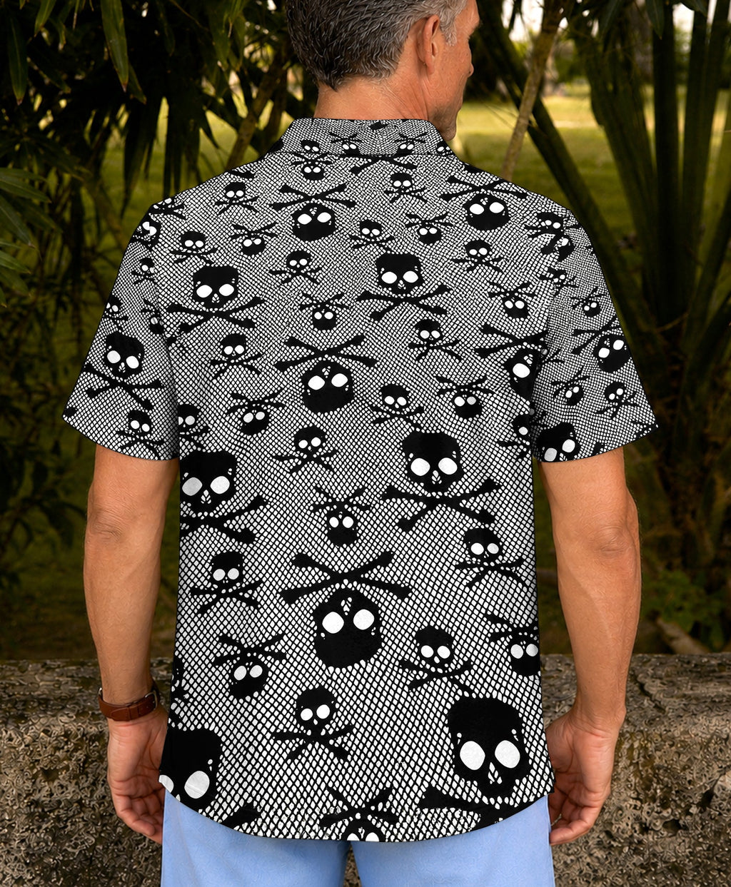 BLACK SKULL BONES POLO SHIRT - TLHG1006261