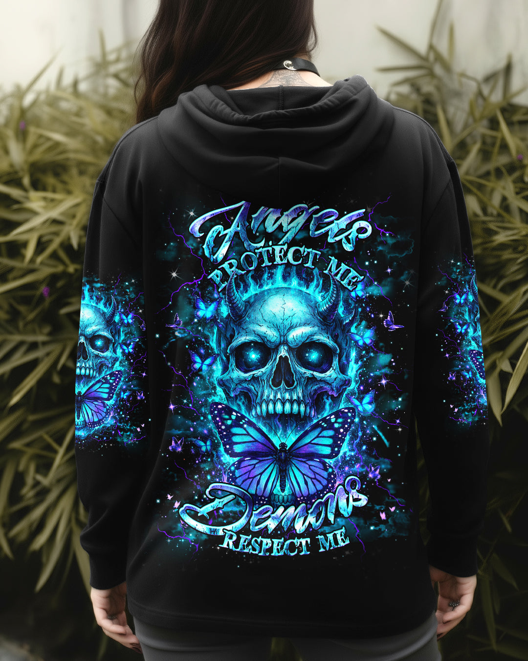 ANGELS PROTECT ME DEMONS RESPECT ME SKULL ALL OVER PRINT  - TLHG1103263
