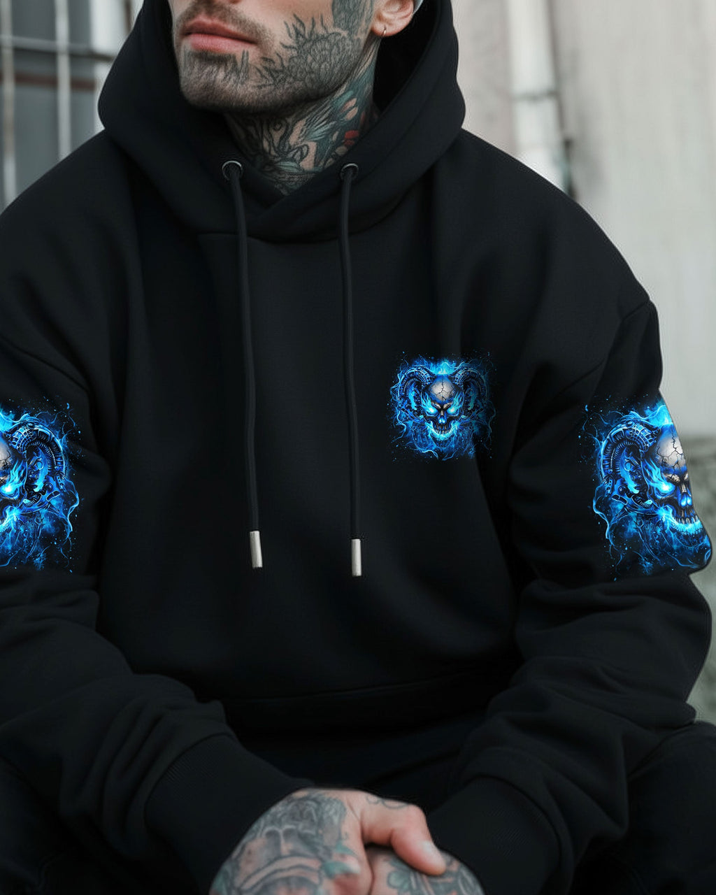 I'M NEVER ALONE BLUE SKULL DEMON ALL OVER PRINT - YHLN1201263