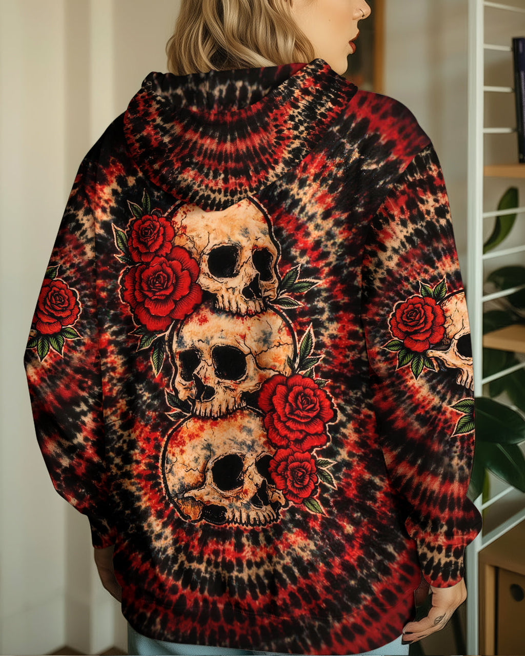 VINTAGE THREE ROSE SKULL SWIRL ALL OVER PRINT - TLHG0303261