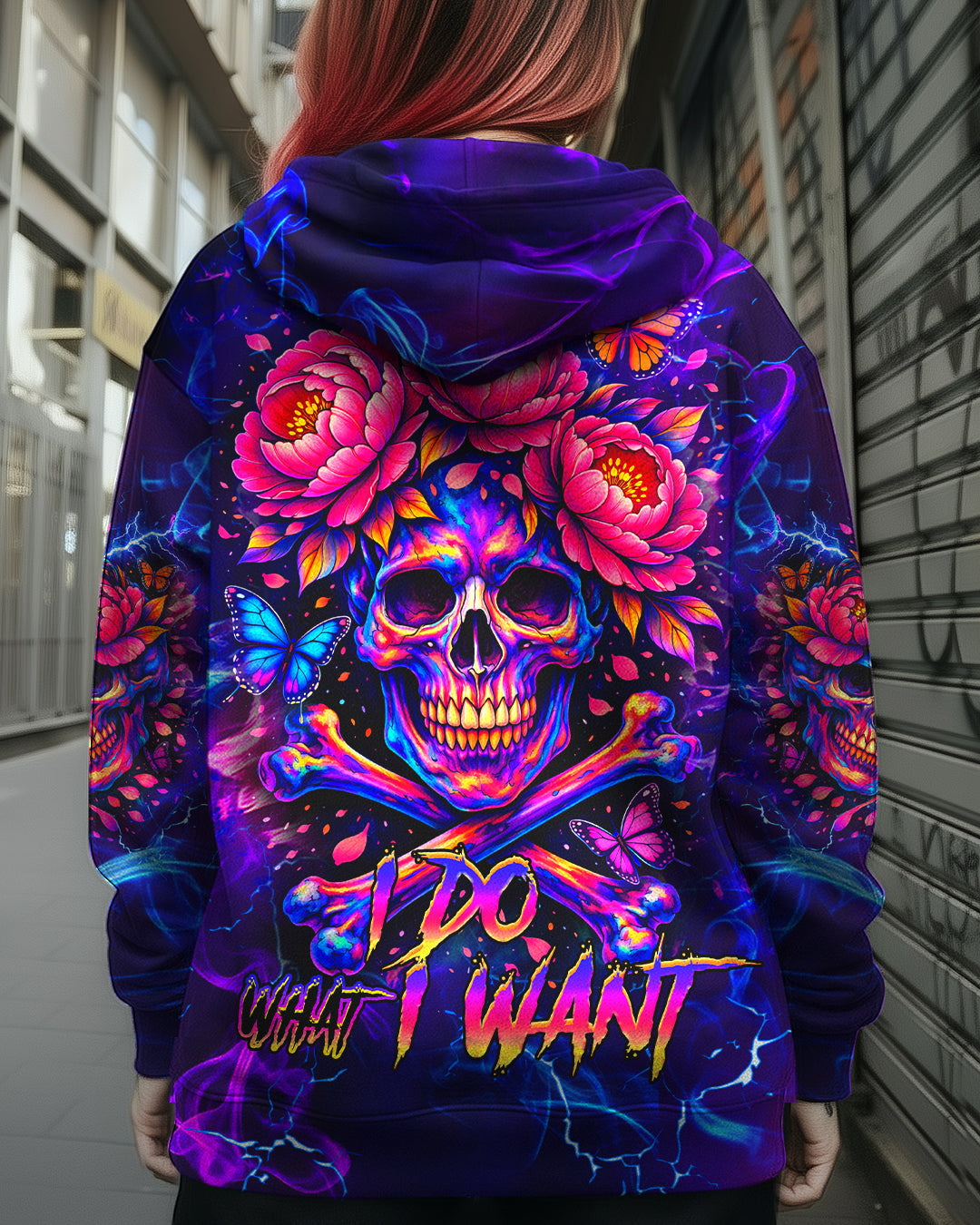 I DO WHAT I WANT FLOWER SKULL ALL OVER PRINT  - TLHG1003262