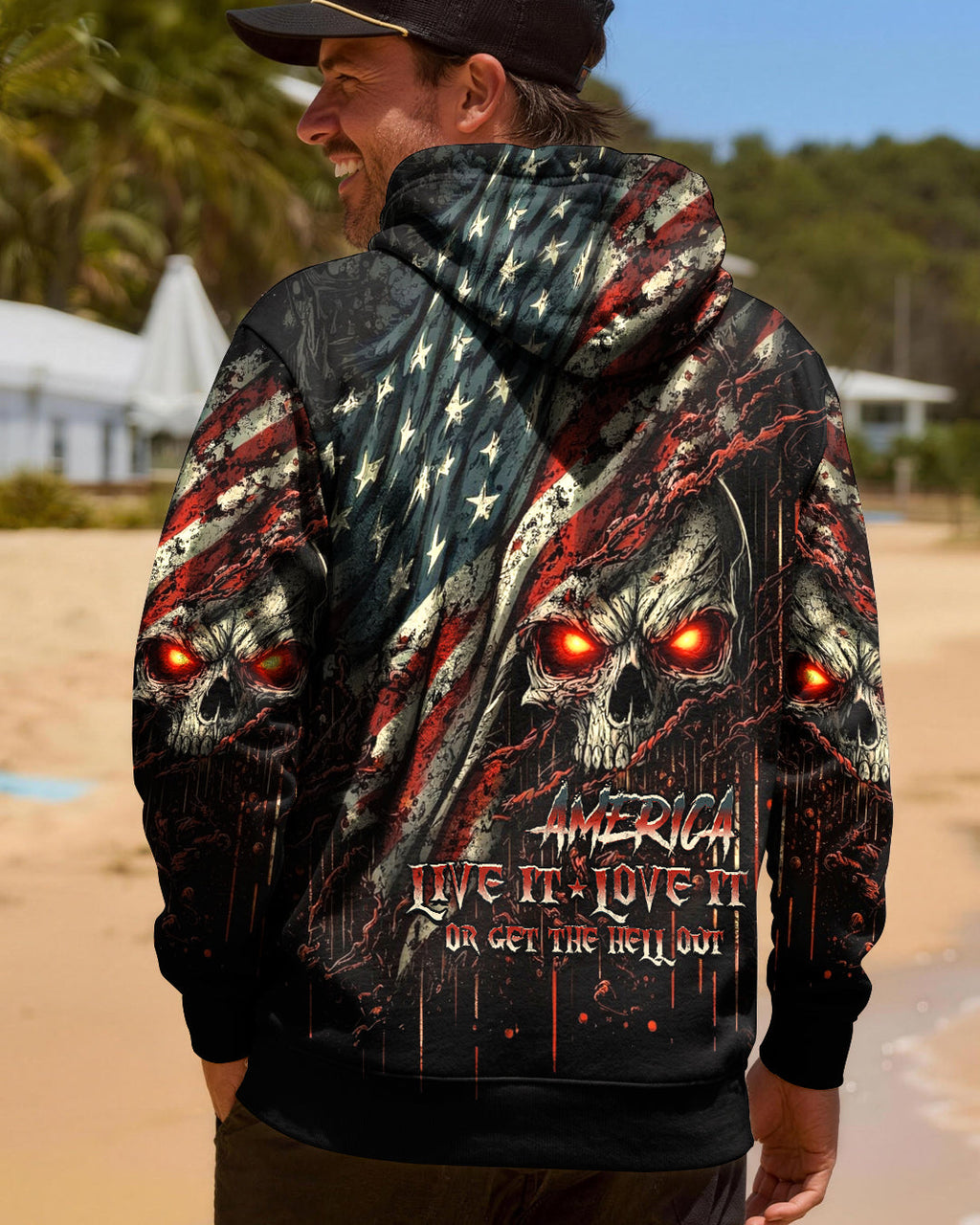 AMERICA LIVE IT LOVE IT OR GET THE HELL OUT SKULL ALL OVER PRINT  - TLHG1203263