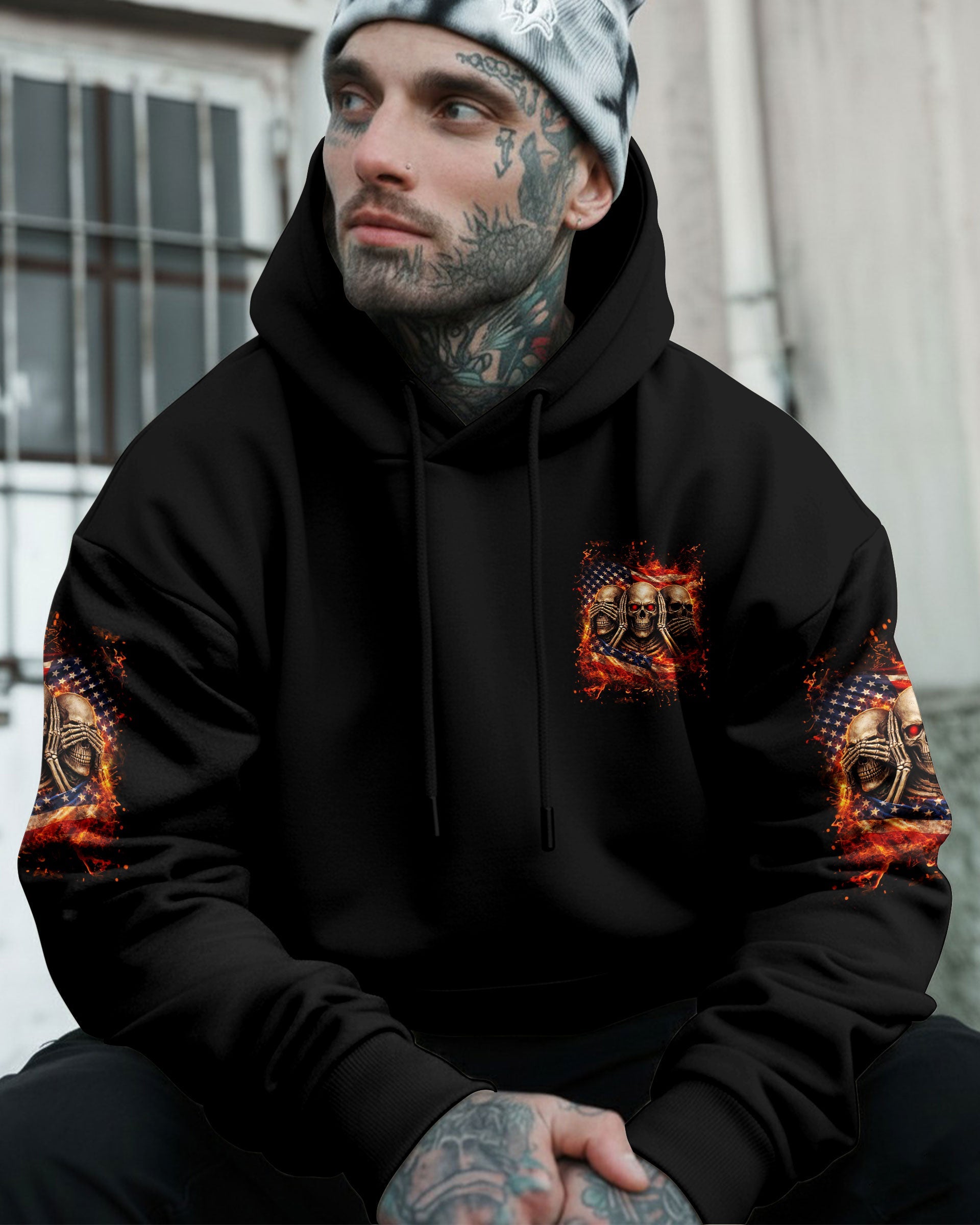STUCK BETWEEN IDK IDC AND IDGAF SKULL ALL OVER PRINT - YHLN2302261