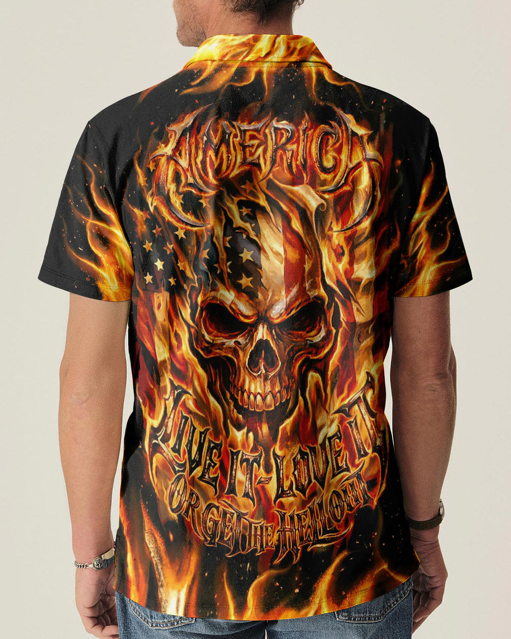 PATRIOTIC FLAMING SKULL ALL OVER PRINT - RI2503261