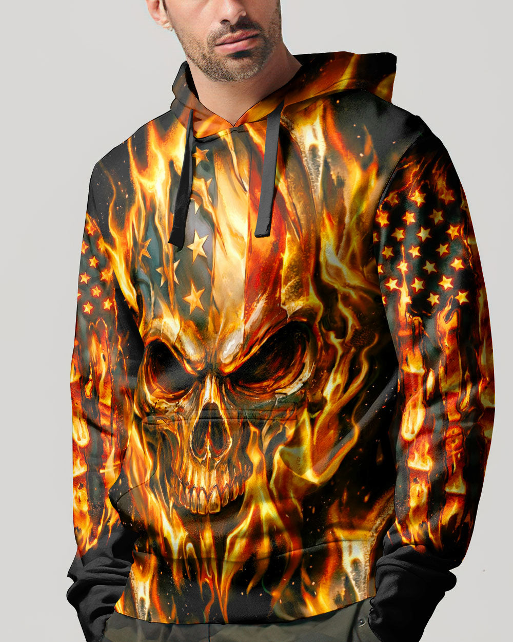 PATRIOTIC FLAMING SKULL ALL OVER PRINT - RI2503261