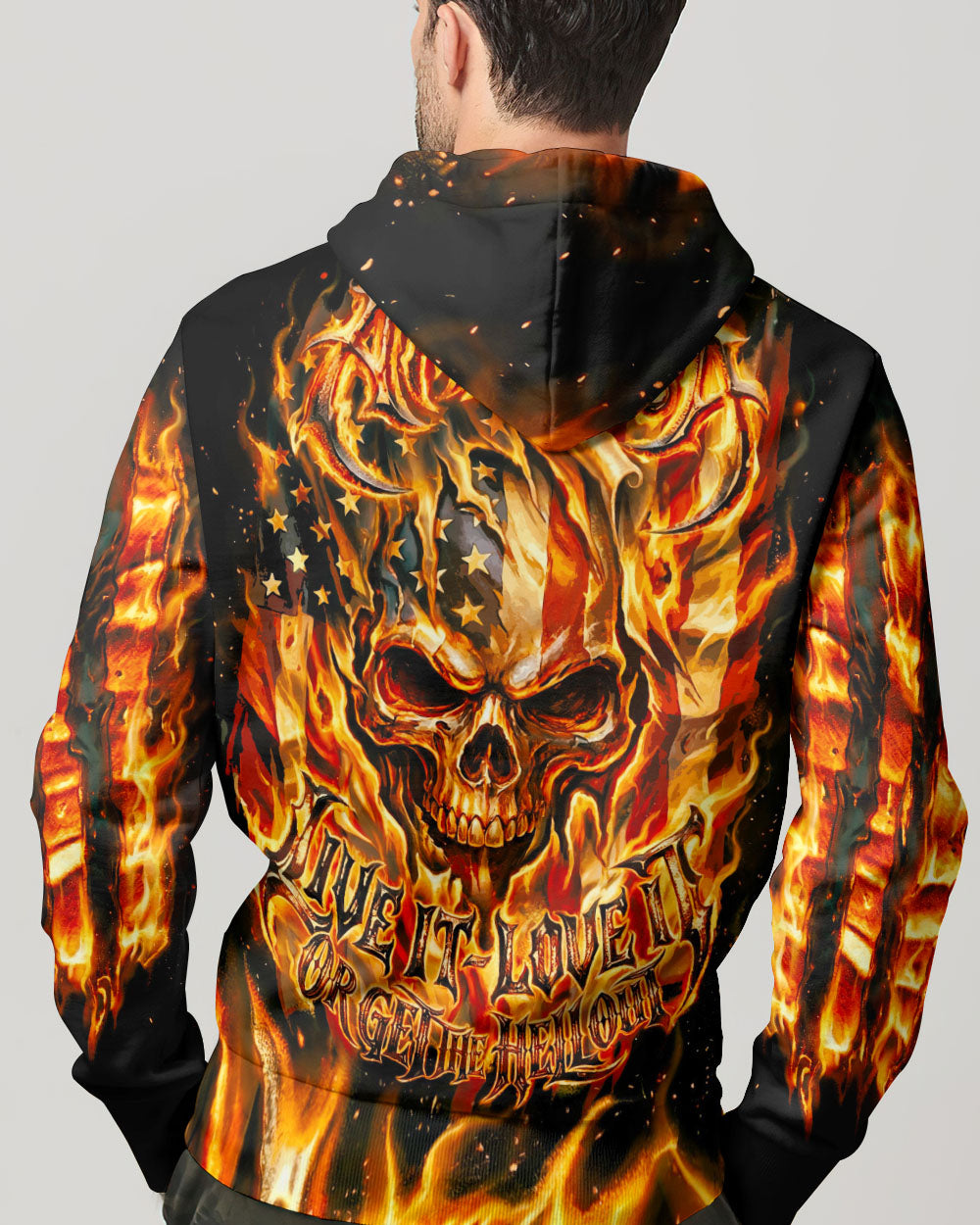 PATRIOTIC FLAMING SKULL ALL OVER PRINT - RI2503261