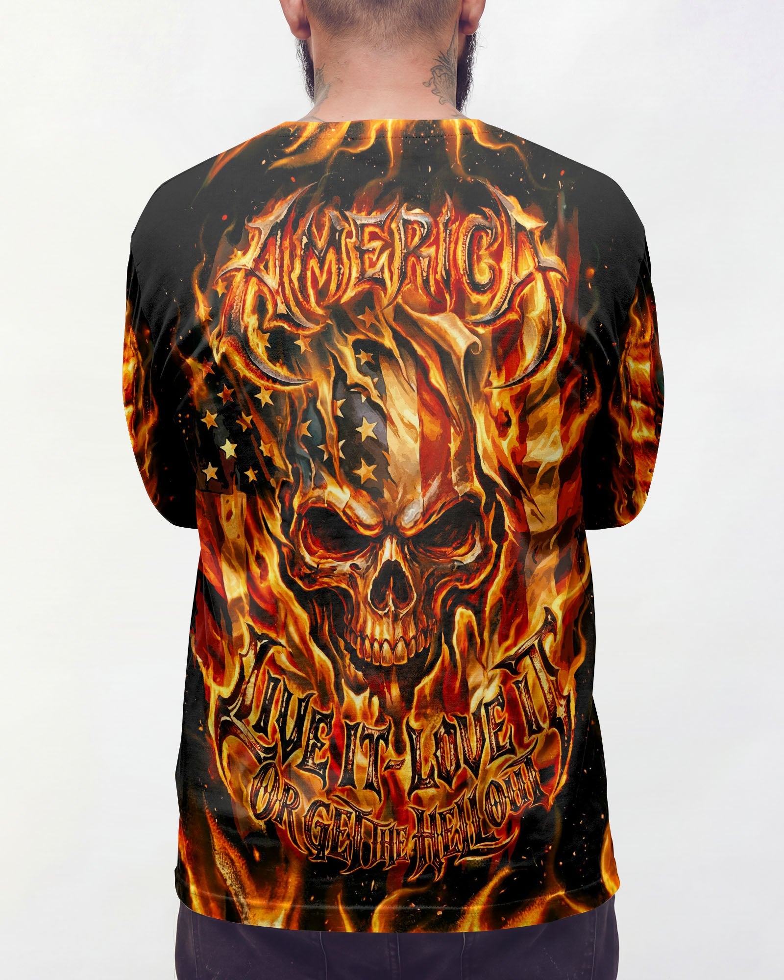 PATRIOTIC FLAMING SKULL ALL OVER PRINT - RI2503261