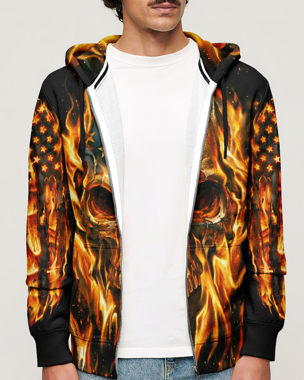 PATRIOTIC FLAMING SKULL ALL OVER PRINT - RI2503261