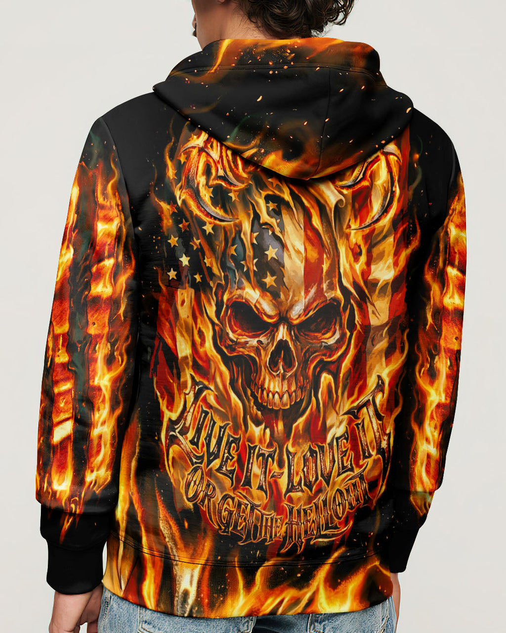 PATRIOTIC FLAMING SKULL ALL OVER PRINT - RI2503261