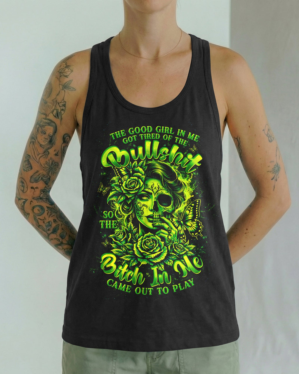 THE GOOD GIRL IN ME SKULL HALF FACE ALL OVER PRINT - TLTW0903262