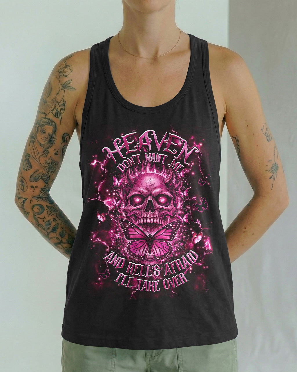 HEAVEN DON'T WANT ME SKULL DEMON ALL OVER PRINT - TLHG1603262